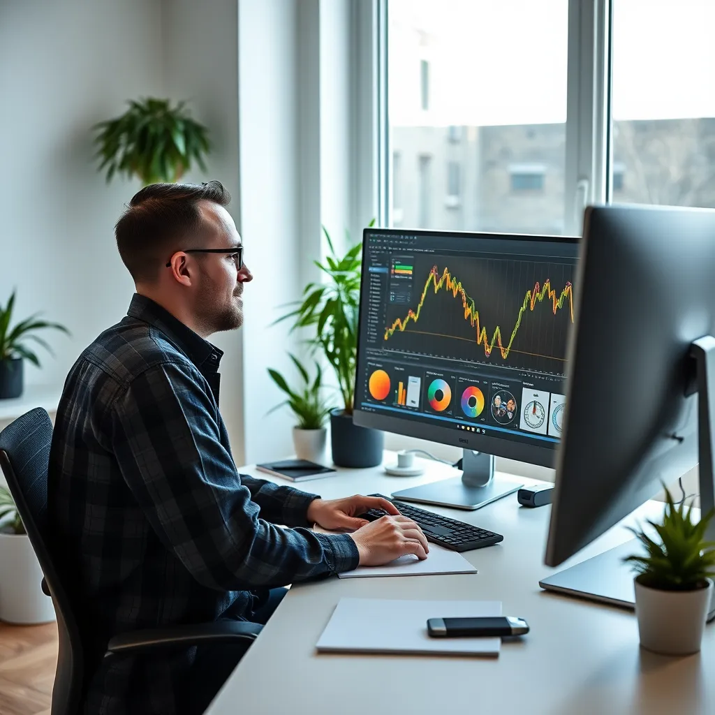 Nederlandse investeerder die beleggingsportefeuille analyseert op tablet