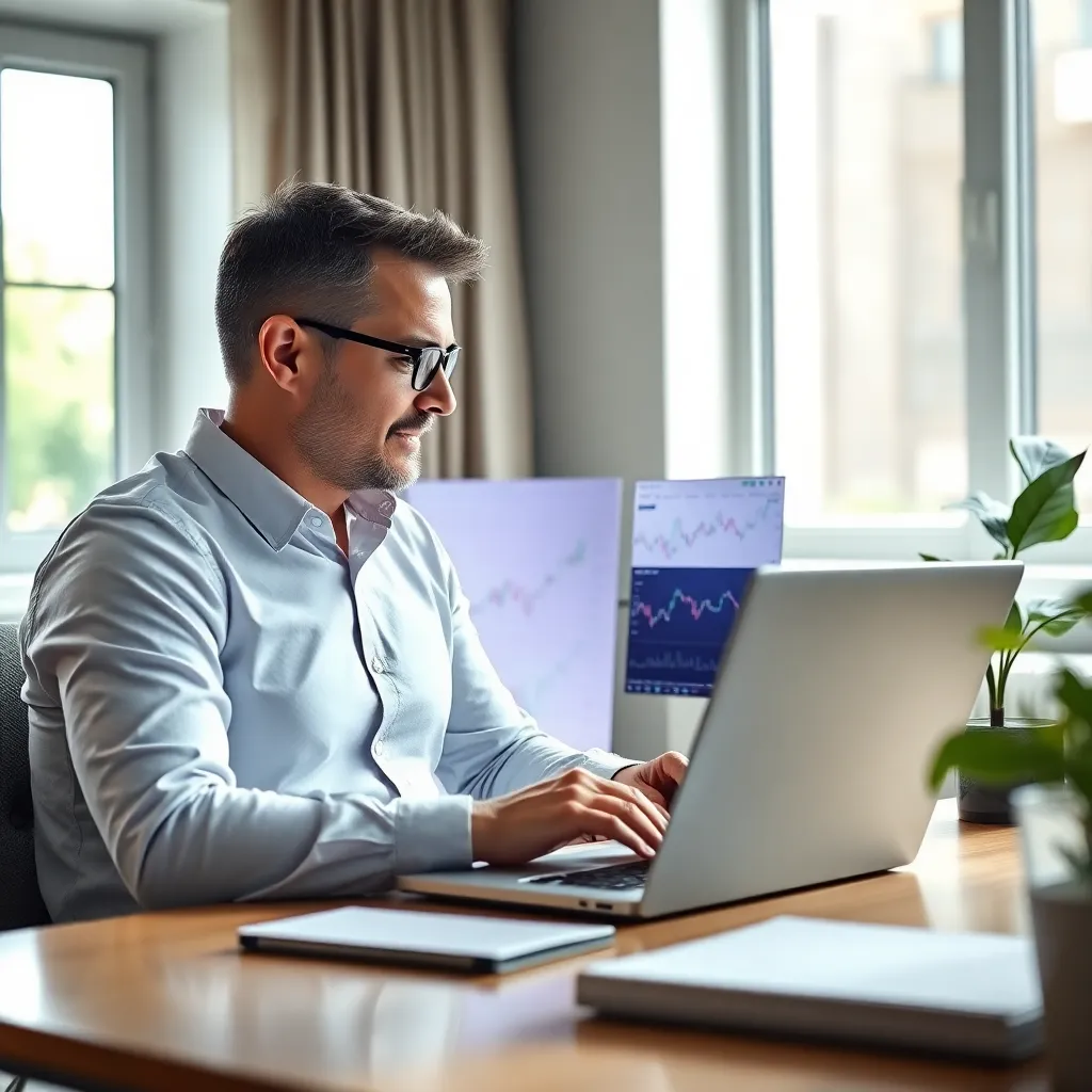 Persoon die verschillende inkomstenbronnen beheert op laptop