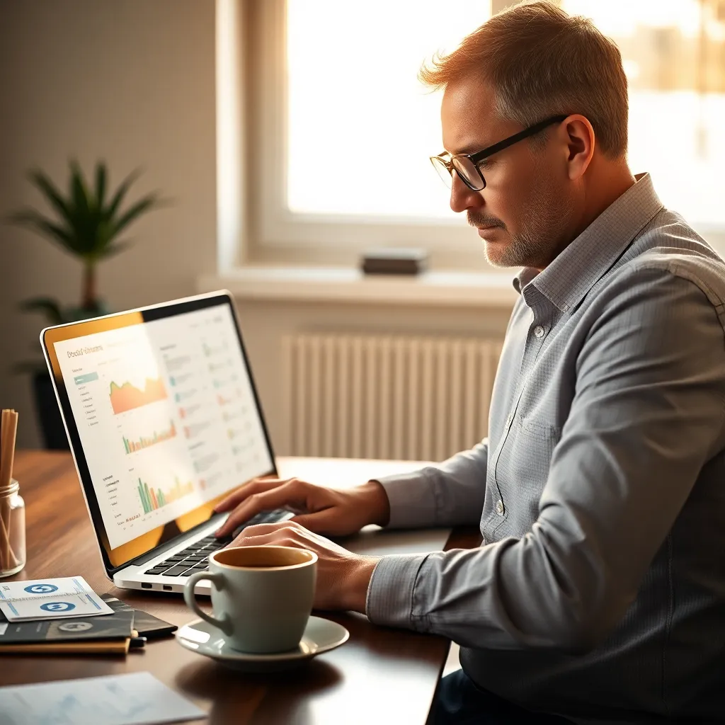 Nederlander die verschillende inkomstenbronnen beheert op laptop en tablet