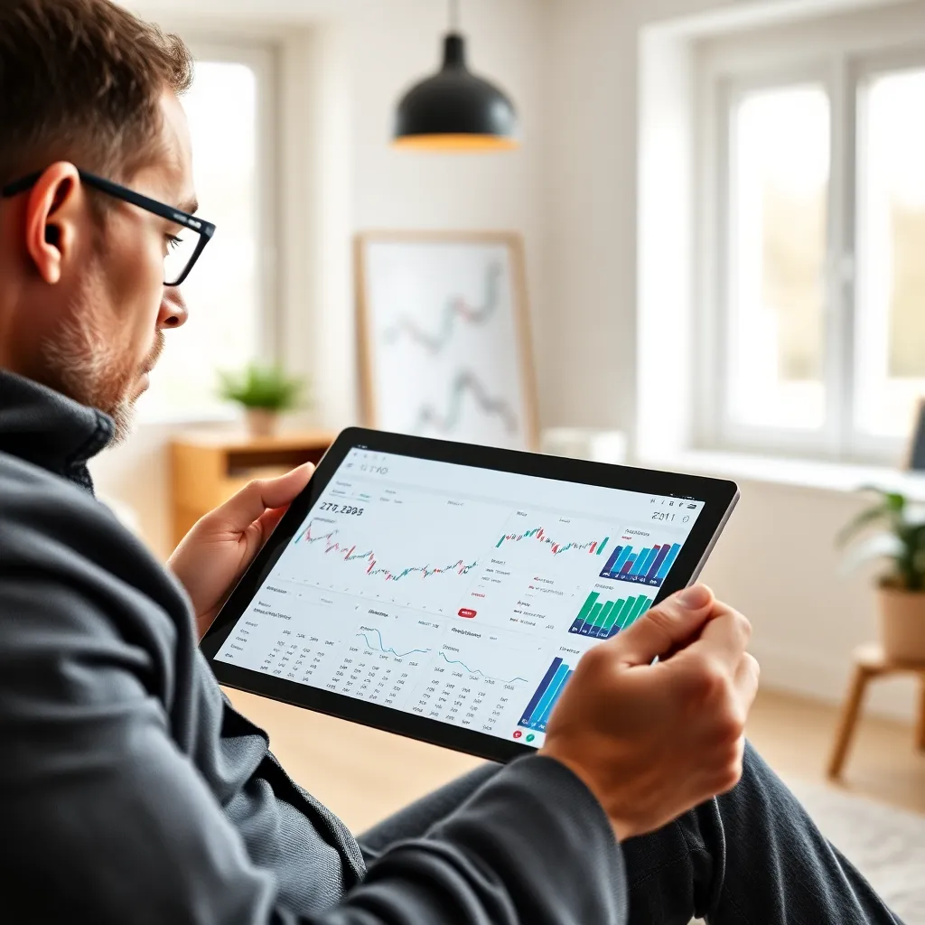 Grafiek op tablet die inkomstengroei toont