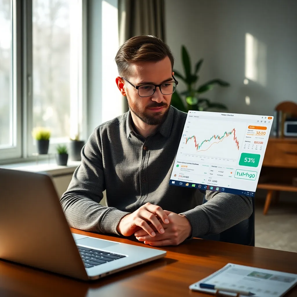 Persoon die verschillende inkomstenbronnen beheert op laptop